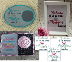 Stickdatei - Spruch "Zuhause ist da, wo meine Katze / mein Kater herrscht"